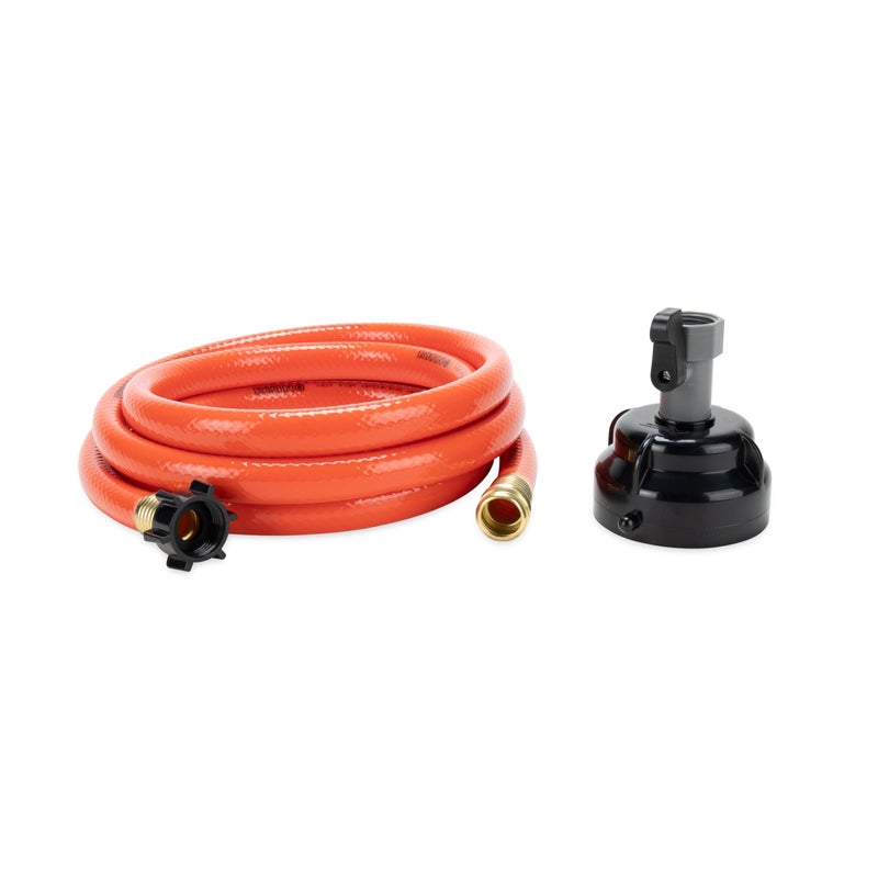 Camco RhinoFlex 10-Ft RV Clean-Out Gray/Black Water Hose with Rinser Cap | Features 4-Way Water Pressure Blaster & Water Shut-off Valve | Great for Cleaning Camper Black Water Tanks & More (22999) - Image 1
